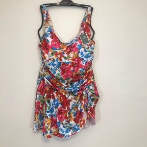 Vibrant Floral One Piece Swimsuit Dress
